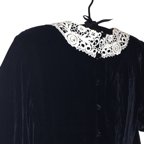 vintage 80s black velvet gothic victorian skirt set - Picture 2 of 10